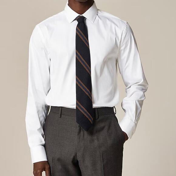 J Crew Men's Bowery Performance Stretch Dress Shirt Medium White Slim Fit - Picture 1 of 16